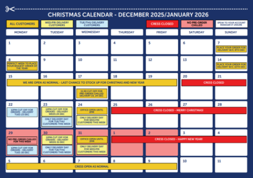Christmas Period - order and delivery info