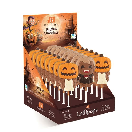 Belfine- Milk Choc Pumpkin Penny&Vampire Lollipop (24x35g)