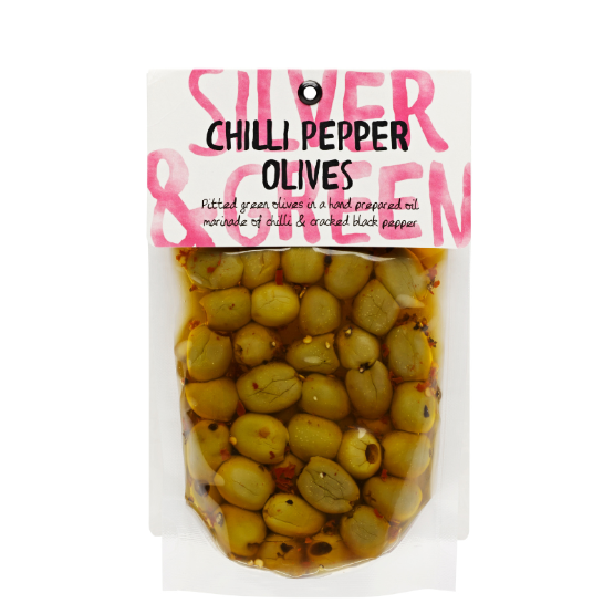 Silver & Green - Chilli Pepper Olives Mixed Pitted (6x220g)