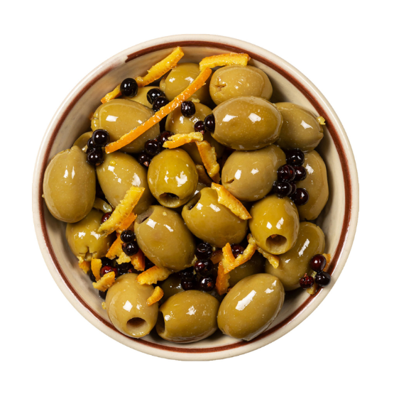 Silver and Green Orange and Juniper Olives