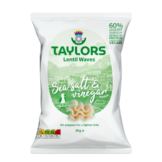 Taylors - 80g Salt & Vinegar Lentil Waves (8 x 80g)