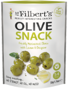 Mr Filberts - Green Olives with Lemon & Oregano (12 x 50g)