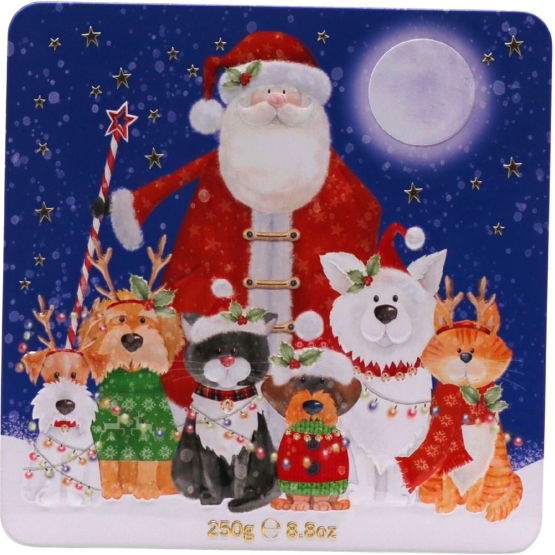Farmhouse Biscuits Santa, Cat & Dog Tin